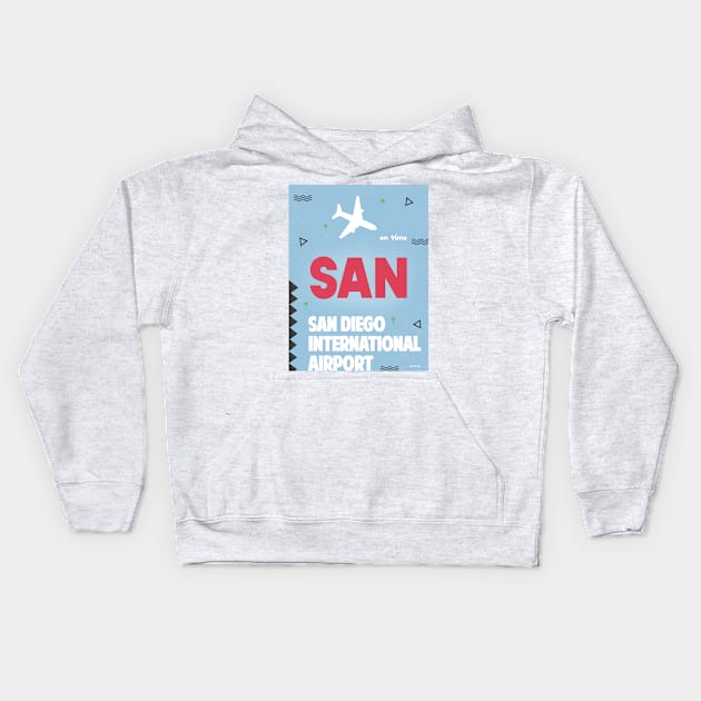 SAN SAN DIEGO airport 3 Kids Hoodie by Woohoo